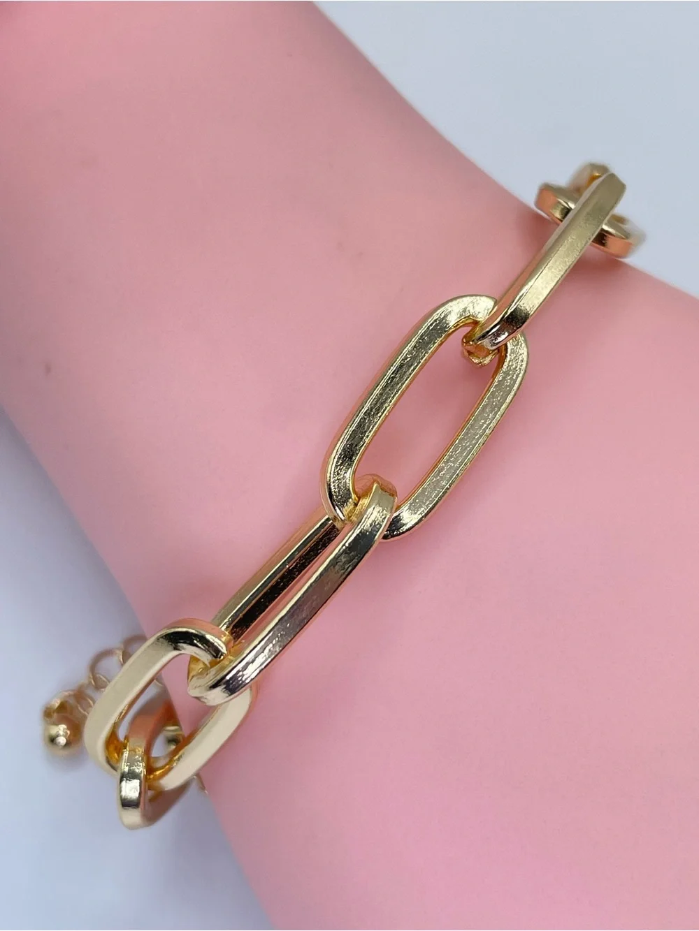 Gold Oval Link Paperclip Chain Bracelet Statement Boho Glam